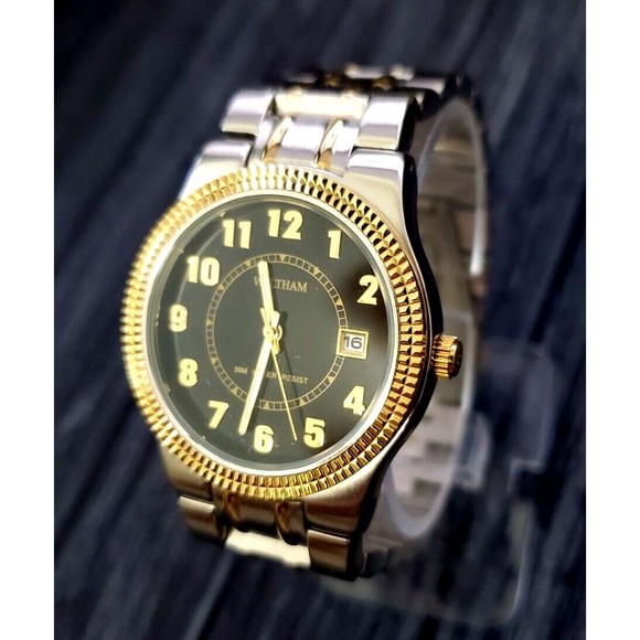 Pristine Rare Vintage WALTHAM President‎ 80's Black Date just Retro Men's Watch